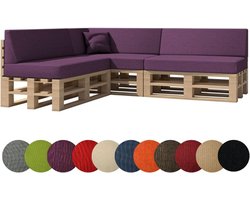 Pallet Kussens - Zitkussen Rugkussen - Binnen Buiten - Wasbaar Verwijderbaar - Set Van 8 - Paars