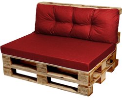 Pallet Kussens - Zitkussen Rugkussen - Buiten Zitten - Waterproof Polyester - 120x60 cm - Rood