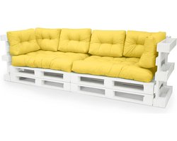 Pallet Kussenset - Kussens voor meubels - Tuinmeubilair - Slijtvast en elastisch - Set van 8 stuks - Geel