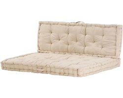 Pallet vloerkussens - Bankkussens - Buiten Zitten - Dikke Katoenen Vulling - 120x40x7cm - Beige