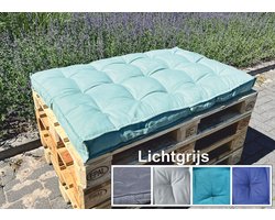 Palletkussen 80x120x10cm met 2 handgrepen licht grijs, doorgestikt , 100% katoen