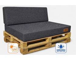 Palletkussen set 2-delig voor tuinbank en palletmeubels - UV-bestendig, waterafstotend, met afneembare hoes, grafiet