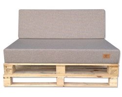 Palletkussen set 2-delig - zit- en rugkussen 120x80 cm, linnen donkerbeige