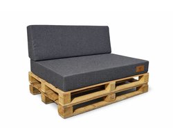 Palletkussen set 2-delig - zit- en rugkussen 120x80 cm, linnen grafiet