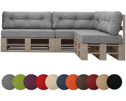 Palletkussen Set - Bankkussen Europallet - Buiten Zitten - Schuimvlokken Vulling - 60x40cm - Zilver