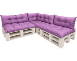 Palletkussen Set - Tuinkussens Vloerkussen - Comfortabel Zitten - 7 Delig Ontwerp - 120x60cm Zitting - Lichtpaars