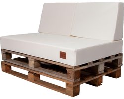 Palletkussen Set - Tuinmeubel Kussens - Buiten Zitten - Waterdicht Eco-Leer - 120x80x15cm Zit - Wit