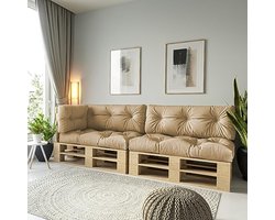 Palletkussen Waterdicht en Waterafstotend - Diverse Maten en Kleuren (Set van 5, Beige)