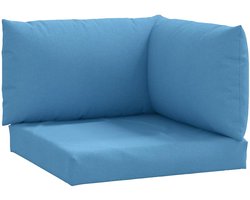 Palletkussens 3 st | Tuinkussen | Zitkussen stof gemêleerd blauw