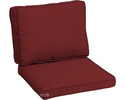 Palletkussens op maat - Zitkussens Rugkussens - Comfortabel Zitten - Waterafstotend - 65x65x8 cm - Donkerrood