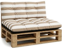 Palletkussens Outdoor Kussen Set van 2 palletkussens - Kussens voor pallets Euopallets palletbank en palletmeubels palletkussens Wit-beige strepen