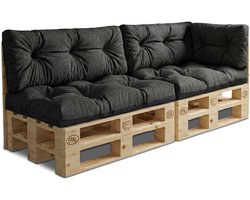 Palletkussens Outdoor Kussen Set van 5 palletkussens - Kussens voor pallets Euopallets palletbank en palletmeubels palletkussens Grafiet Eco linnen