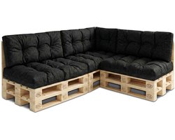 Palletkussens Outdoor Kussen Set van 7 palletkussens - Kussens voor pallets Euopallets palletbank en palletmeubels palletkussens Grafiet Eco linnen