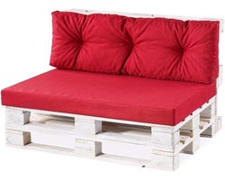 Palletkussens Rugleuning - Kussens voor Pallets - Terras Aankleden - Gewatteerd Ontwerp - 120x40 cm - Rood