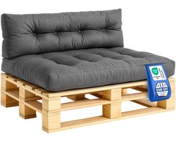 Palletkussenset 2-delig – Zitkussen 120x80 + Rugkussen 120x40 – Waterafstotend & UV-bestendig – Tuinkussen voor Palletbank Buiten & Binnen