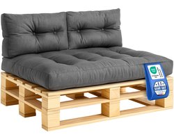 Palletkussenset 3-delig – Zitkussen 120x80 + 2x Hoekkussen 60x40 cm – Waterafstotend & UV-bestendig – Tuinkussen voor Palletbank Buiten & Binnen