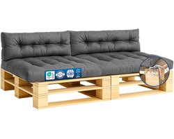 Palletkussenset 4-delig – 2x Zitkussen 120x80 + 2x Rugkussen 120x40 – Waterafstotend & UV-bestendig – Tuinkussen voor Palletbank Buiten & Binnen