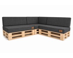 Palletkussenset 7-delig - Kussens voor palletbank en palletmeubels - UV-bestendig - Voor binnen en buiten, uv grafiet rechts