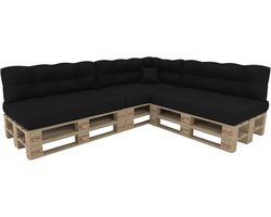 Palletkussenset voor Euro pallets – 8 delige set met zit- en rugkussens, decoratieve kussens en zijkussen