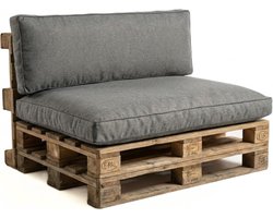 Palletkussenset - Zit- en rugkussens - Outdoor lounge - Hoge veerkracht schuimvulling - 120 x 60 cm - Grijs