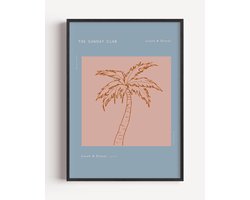 Palmboom Poster - The Sunday Club Poster - Poster 60x90 cm - Sfeervolle Wanddecoratie voor Woonkamer & Slaapkamer - Premium papier - zonder lijst