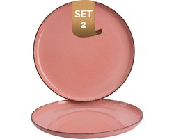 Palmer - Antigo - Bord - 2 stuks - ø 28 cm - Roze - Porselein - Bordenset