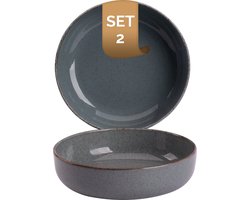Palmer - Antigo - Schaal - Kom - 2 stuks - 47 cl - ø 15 cm - Blauw/Grijs - Porselein - Bordenset