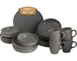 Palmer - Antigo - Serviesset - 4 persoons - 20 delig - Blauw/Grijs - Porselein - Bordenset