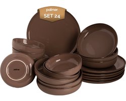 Palmer - Antigo - Serviesset - 6 persoons - 24 delig - Bruin - Porselein - Bordenset