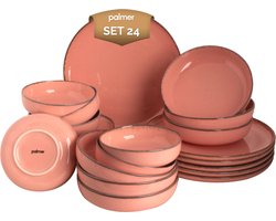 Palmer - Antigo - Serviesset - 6 persoons - 24 delig - Roze - Porselein - Bordenset