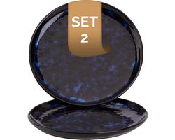 Palmer - Bama Blue - Bord - 2 stuks - ø 15 cm - Blauw - Stoneware - Bordenset