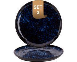 Palmer - Bama Blue - Bord - 2 stuks - ø 21 cm - Blauw - Stoneware - Bordenset