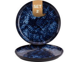 Palmer - Bama Blue - Bord - 2 stuks - ø 27 cm - Blauw - Stoneware - Bordenset