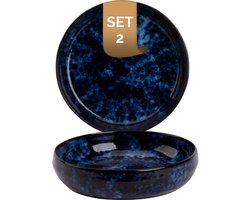 Palmer - Bama Blue - Bord diep - Pastabord - 2 stuks - ø 22 cm - Blauw - Stoneware - Bordenset