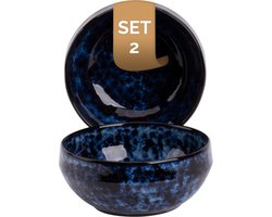 Palmer - Bama Blue - Schaal - Kom - 2 stuks - 65 cl - ø 15 cm - Blauw - Stoneware - Bordenset