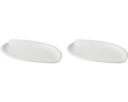 Palmer - Bord - White Delight - 28 x 19 cm - Wit - Porselein - Bordenset - 2 stuks
