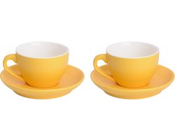 Palmer - Colors - Cappuccino kop en schotel - 2 stuks - 18 cl - Geel - Porselein - Koffiekopjes