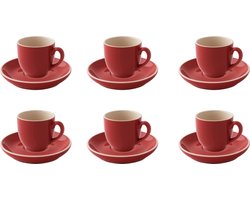 Palmer - Colors - Koffie kop en schotel - 6 stuks - 14 cl - Rood - Porselein - Koffiekopjes