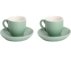 Palmer - Colors - Koffie kop en schotel - Mat - 2 stuks - 14 cl - Groen - Porselein - Koffiekopjes