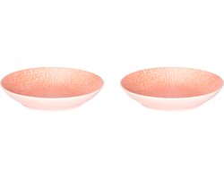 Palmer - Cubical - Bord diep - Pastabord - 2 stuks - ø 23 cm - Roze - Stoneware - Bordenset