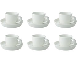 Palmer - Da Vinci - Espresso kop en schotel - 6 stuks - 9 cl - Wit - Porselein - Koffiekopjes