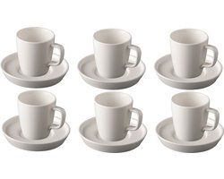 Palmer - Da Vinci - Koffie kop en schotel - 6 stuks - 16 cl - Wit - Porselein - Koffiekopjes