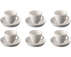 Palmer - Da Vinci - Koffie kop en schotel - 6 stuks - 20 cl - Wit - Porselein - Koffiekopjes