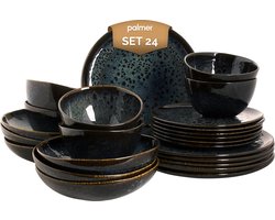 Palmer - Eccentric - Serviesset - 6 persoons - 24 delig - Blauw - Stoneware - Bordenset