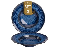 Palmer - Jory - Bord diep - Pastabord - 2 stuks - ø 27 cm - Blauw - Stoneware - Bordenset