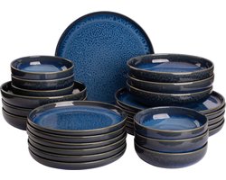 Palmer - Jory - Serviesset - 6 persoons - 24 delig - Blauw - Stoneware - Bordenset