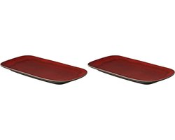 Palmer - Lava - Schaal - 2 stuks - 1,5 L - 29,5 x 14,5 cm - Rood/Bruin - Stoneware - Bordenset