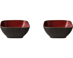 Palmer - Lava - Schaal - Kom - 2 stuks - 30 cl - 12 x 12 cm - Rood/Bruin - Stoneware - Bordenset