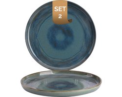 Palmer - Miami - Bord - 2 stuks - ø 28 cm - Groen/Turquoise - Stoneware - Bordenset