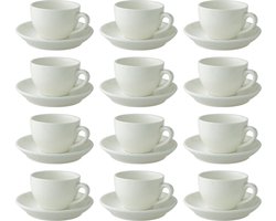 Palmer - Robusta - Koffie kop en schotel - 12 stuks - 18 cl - Gebroken wit - Porselein - Koffiekopjes